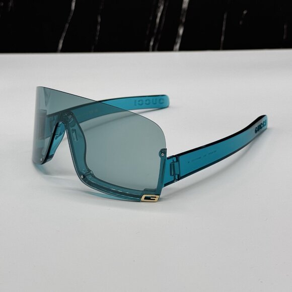 NEW GUCCI UNISEX LIGHT BLUE  GUCCI SHIELD SUNGLASSES GG1637S 001 - Picture 5 of 12